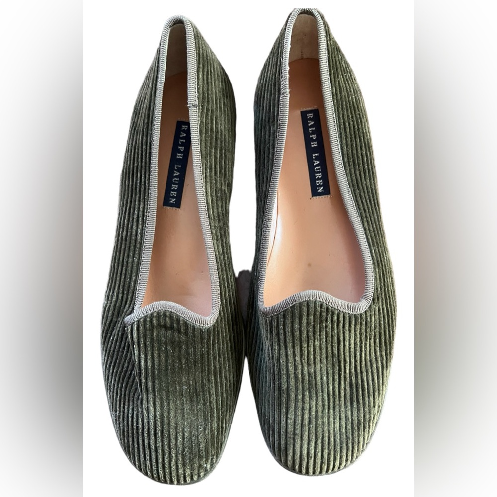 Ralph Lauren NEW Hunter Olive Green corduroy dressy flats Size 6